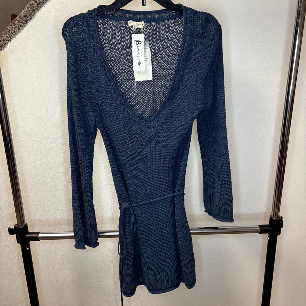 Hem & Thread Blue Knit Women's Dress Size Large New with Tags